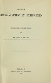 Cover of Aus dem gräko-ägyptischen Rechtsleben by Benedict Frese