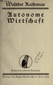 Front cover of Autonome Wirtschaft by Walther Rathenau