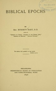 Cover of Biblical epochs by Burdett Hart