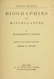 Front cover of Biographies and miscellanies by Washington Irving