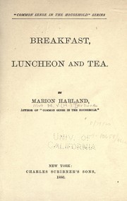 Cover of Breakfast, luncheon and tea by Marion Harland