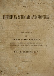 Front cover of The Christian scholar and soldier by J. Lansing Burrows