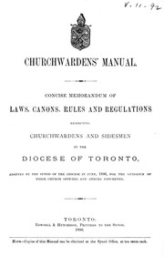 Front cover of Churchwardens' manual by Church of England. Diocese of Toronto.