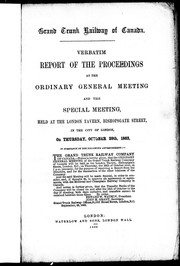 Front cover of Verbatim report of the proceedings at the ordinary general meeting, and the special meeting by Grand Trunk Railway Company of Canada