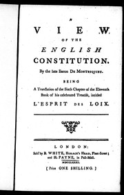 Cover of A view of the English constitution by Charles-Louis de Secondat baron de La Brède et de Montesquieu