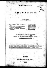 Front cover of Catechism of education by William Lyon Mackenzie