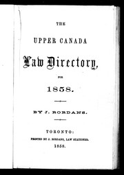 Front cover of The Upper Canada law directory, for 1858 by J. Rordans