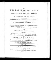 Cover of An historical journal of the campaigns in North America for the years 1757, 1758, 1759 and 1760 by John Knox