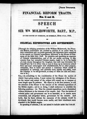 Front cover of Speech of Sir Wm. Molesworth, Bart., M.P., in the House of Commons, on Tuesday, 25th July, 1848 by Molesworth, William Sir