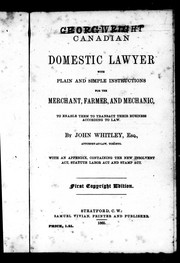 Cover of Canadian domestic lawyer by John Whitley