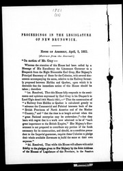 Front cover of Proceedings in the Legislature of New Brunswick by New Brunswick. House of Assembly