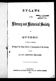 Front cover of By-laws of the Literary and Historical Society of Quebec by Literary and Historical Society of Quebec
