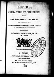 Front cover of Lettres édifiantes et curieuses écrites par des missionnaires de la Compagnie de Jésus by Jésuites