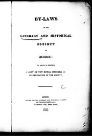 Cover of By-laws of the Literary and Historical Society of Quebec by Literary and Historical Society of Quebec