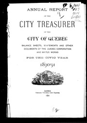 Front cover of Annual report of the city treasurer of the city of Quebec by C. J. L. Lafrance
