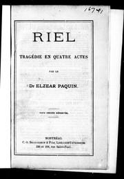 Front cover of Riel by Elzéar Paquin