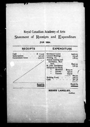 Front cover of Royal Canadian Academy of Arts statement of receipts and expenditure for1884 by Royal Canadian Academy of Arts