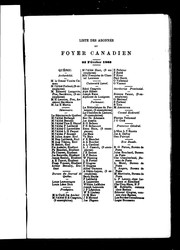 Front cover of Liste des abonnés du Foyer canadien by Unknown