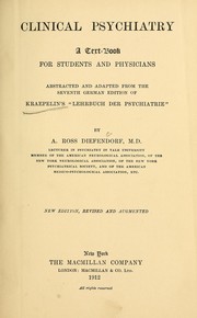 Cover of Clinical psychiatry by Emil Kraepelin