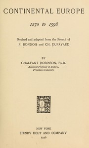 Front cover of Continental Europe, 1270 to 1598 by Paul Bondois