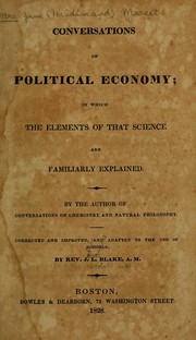 Cover of Conversations on political economy by Jane Haldimand Marcet