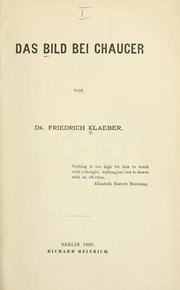 Front cover of Das Bild bei Chaucer by Fr Klaeber