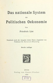 Front cover of Das nationale System der politischen Oekonomie by List, Friedrich