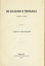 Front cover of De graecorum theologia capita duo by Karl Reinhardt