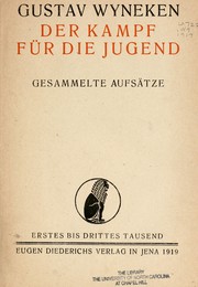 Cover of Der Kampf für die Jugend by Gustav Wyneken