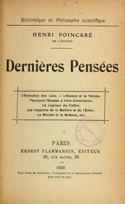 Front cover of Dernières pensées by Henri Poincaré
