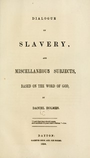 Cover of Dialogue on slavery by Daniel Holmes