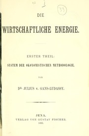Front cover of Die wirtschaftliche Energie by Julius Friedrich Gans von Ludassy