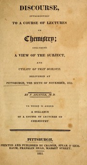 Front cover of Discourse, introductory to a course of lectures on chemistry by F. Aigster