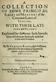 Front cover of The elements of the common lavves of England, branched into a double tract by Francis Bacon
