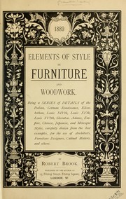 Front cover of Elements of style in furniture and woodwork by Robert Brook