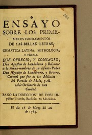 Front cover of Ensayo sobre los primeros fundamentos de las bellas letras, grmatica [sic] latina, mithologia y poesia by Agustín de Landaburu y Belzunce