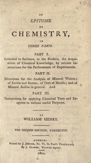 Cover of An epitome of chemistry ... by Henry, William