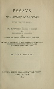 Cover of Essays, in a series of letters, on the following subjects by John Foster