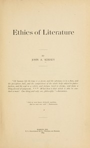 Front cover of Ethics of literature by John A. Kersey