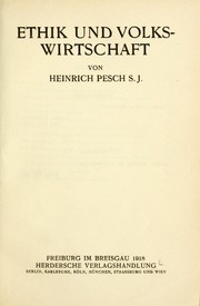 Front cover of Ethik und Volkswirtschaft by Heinrich Pesch