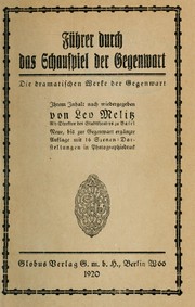 Cover of Führer durch das Schauspiel der Gegenwart by Leo Melitz