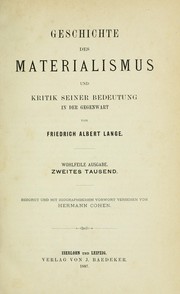 Front cover of Geschichte des Materialismus und Kritik seiner Bedeutung in der Gegenwart by Friedrich Albert Lange