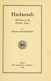 Cover of Hadassah by Florette Truesdell Miller