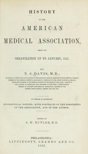 Front cover of History of the American Medical Association from its organization up to January, 1855 by N. S. Davis