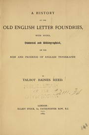 Front cover of A history of the old English letter foundries by Talbot Baines Reed