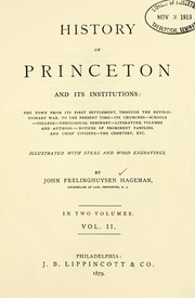 Front cover of History of Princeton and its institutions by John Frelinghuysen Hageman
