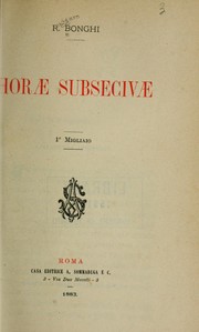 Front cover of Horae subsecivae by Ruggiero Bonghi