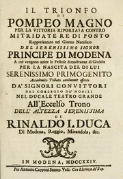 Front cover of Il trionfo di Pompeo Magno per la vittoria riportata contro Mitridate, re di Ponto by Antonio Capponi