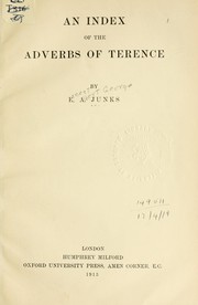 Front cover of An index of the adverbs of Terence by Ernest Albert George Junks