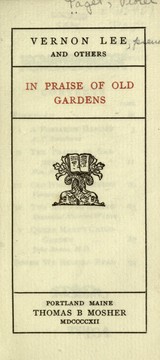 Front cover of In praise of old gardens by Vernon Lee